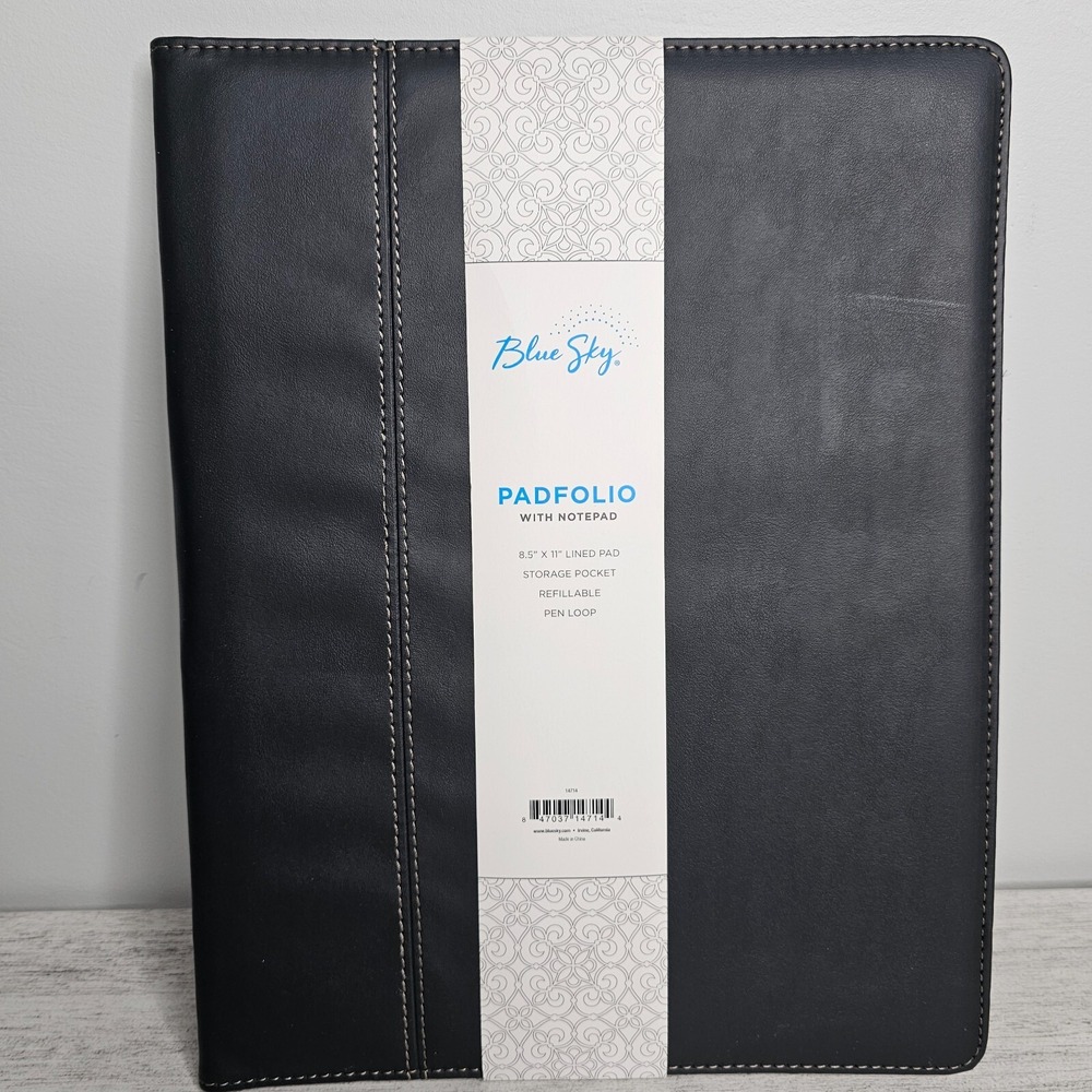 BLUE SKY Professional Padfolio Portfolio Organizer w/ Notepad & Leather Cover